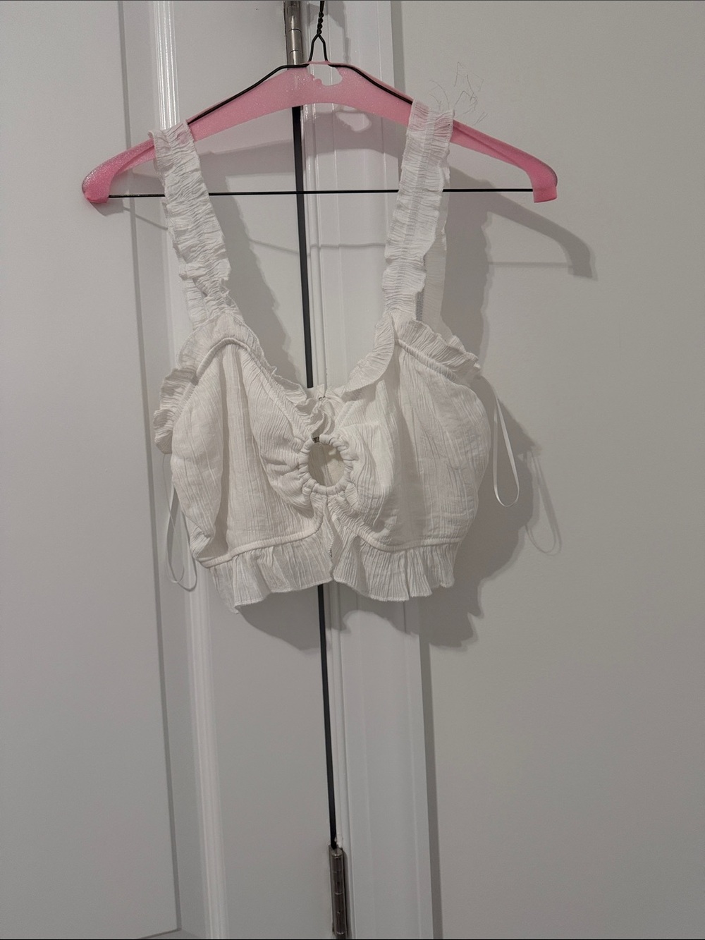 Altar'd State White Ruffled Crop Top
